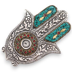 Ancient Wisdom Hliníkový stojan na vonné tyčinky a kužely – Hamsa
