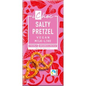iChoc Veganská čokoláda slaný preclík BIO 80 g