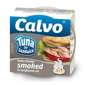 Calvo Uzený tuňák ve slunečnicovém oleji 142 g
