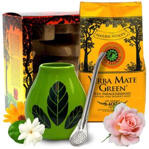 Mate Green Dárková sada Yerba Las Flores + bombilla + kalabasa