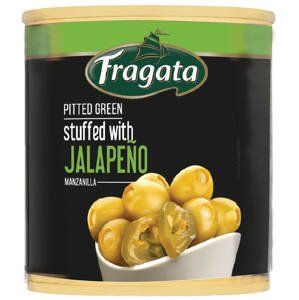 Fragata Zelené olivy  Manzanilla s chilli papričkami Jalapeňo 200 g
