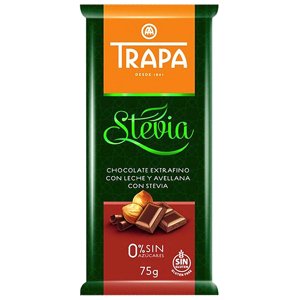 Natural Jihlava TRAPA Mléčná čokoláda se stévií a lískovými ořechy 75g