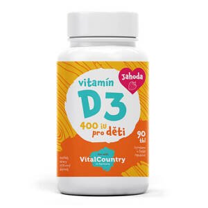 Vital Country Vitamín D3 pro děti JAHODA 400IU 90 tablet